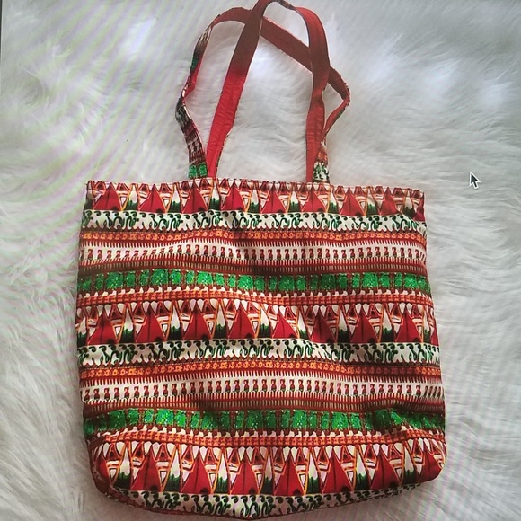 NWOT Naraya Multicolor Printed Tote Bag Red Inside - Picture 2 of 6